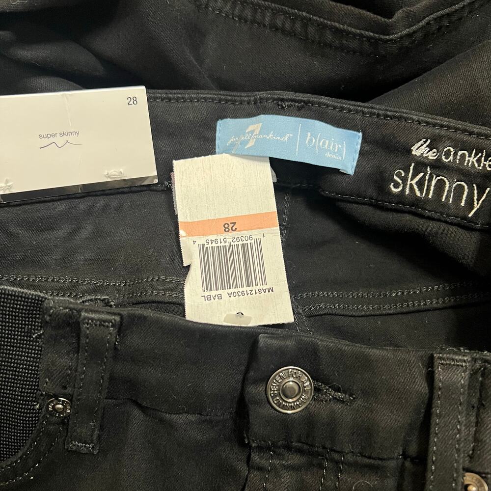 7 For All Mankind Ankle Skinny Jeans 28 Maternity Womens Bair Denim Black New - Picture 7 of 8